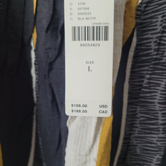 NWT By Anthropologie Square-Neck Waistless Midi Dress Black Motif Size L - Picture 9 of 9